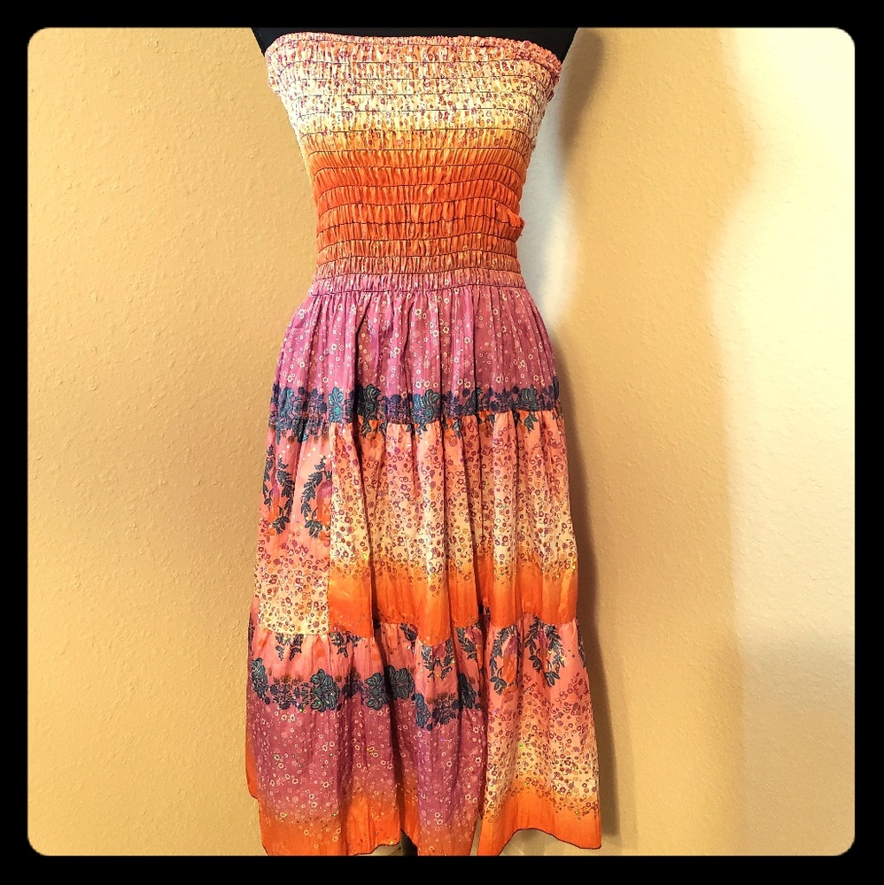 Juniors Strapless Vibrant Summer Dress